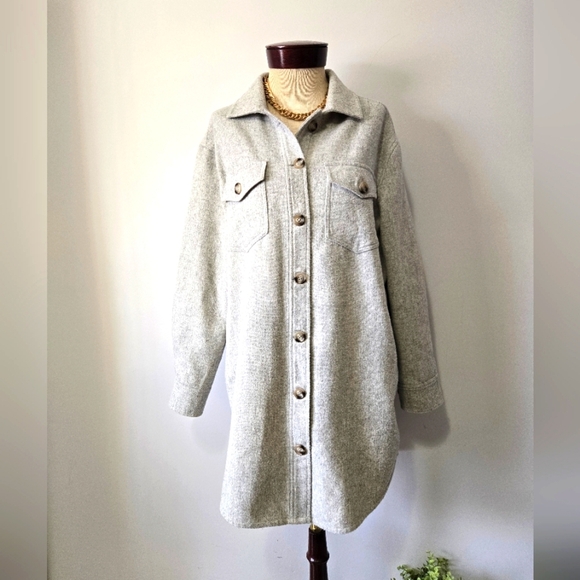 GENTLE FAWN Heather Grey "Kyleen" Wool Blend Sweater Jacket. Size Small - Picture 2 of 15